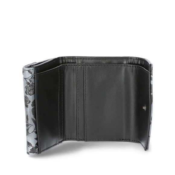 No Boundaries Faux Leather Double Flap Wallet, Black Rose, Women’s, Floral Style - Picture 4 of 4